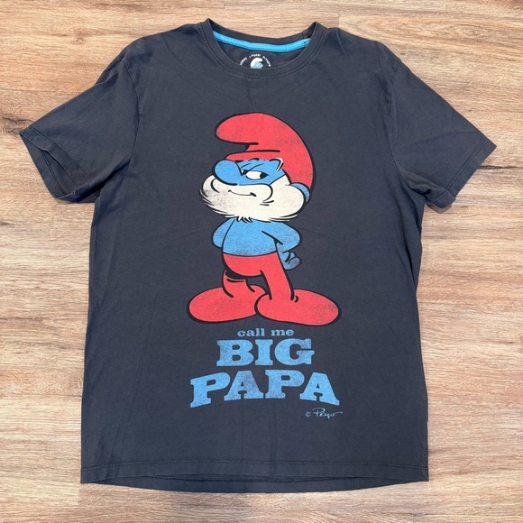 Other - Mens Offically Licensed Smurfs Blue T-Shirt Big Papa Graphic Tee Medium